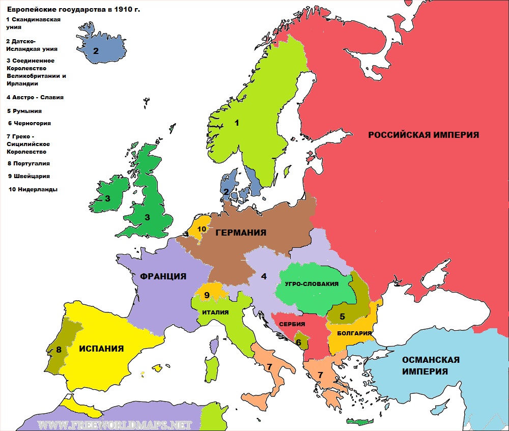 Карта европы 1914 белая с границами