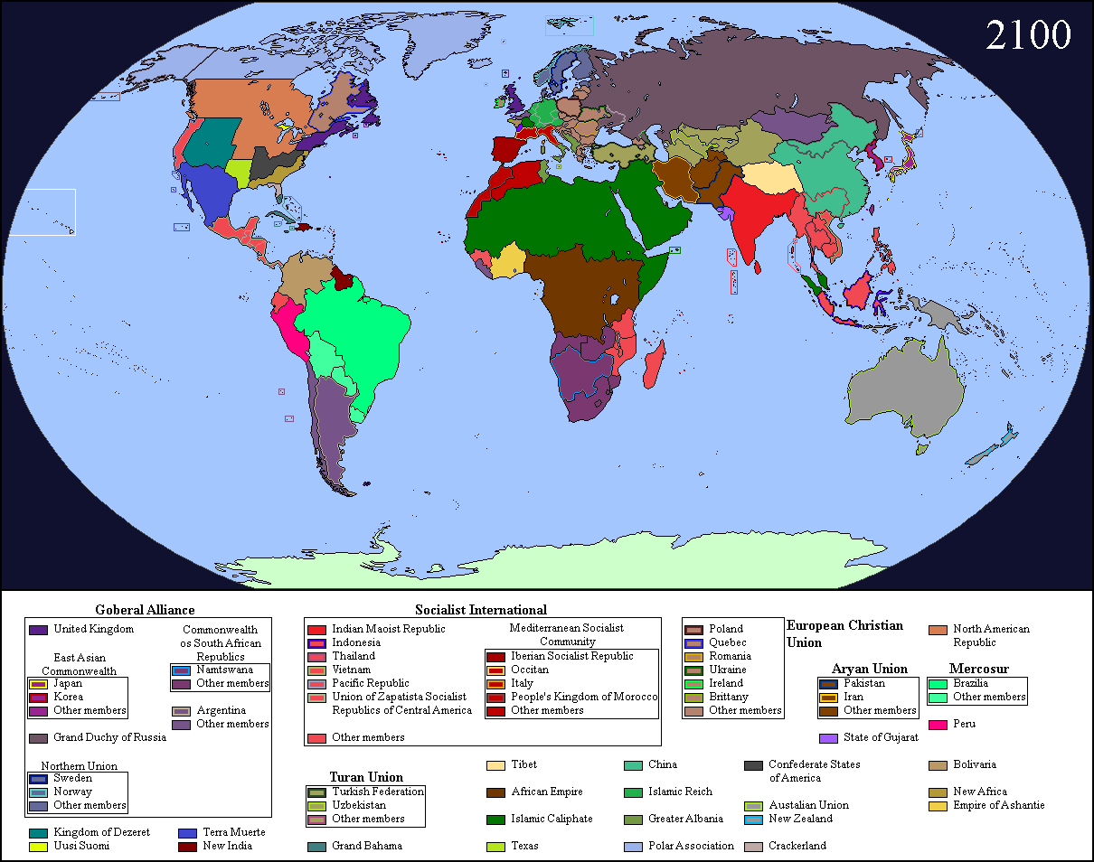 Политическая карта мира к 2100 году